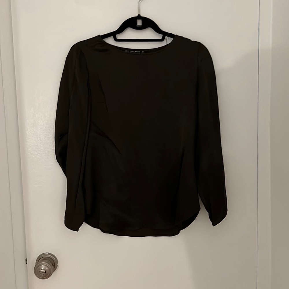 Zara green long sleeve blouse - xs